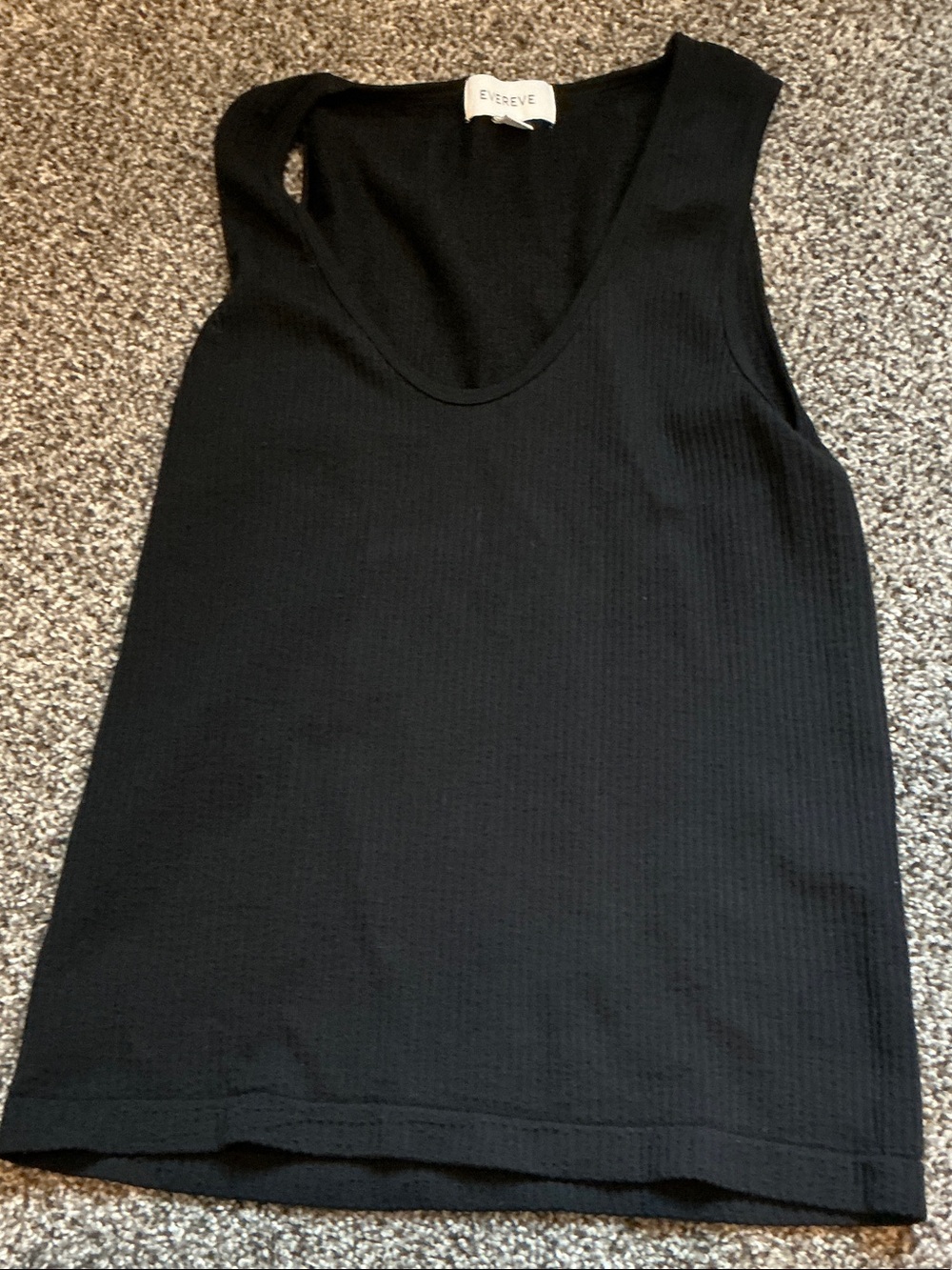 Evereve Black Ribbed Scoop Neck Tank Top